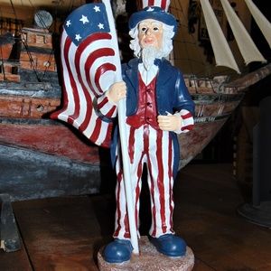 Uncle Sam Holding American Flag Figurine